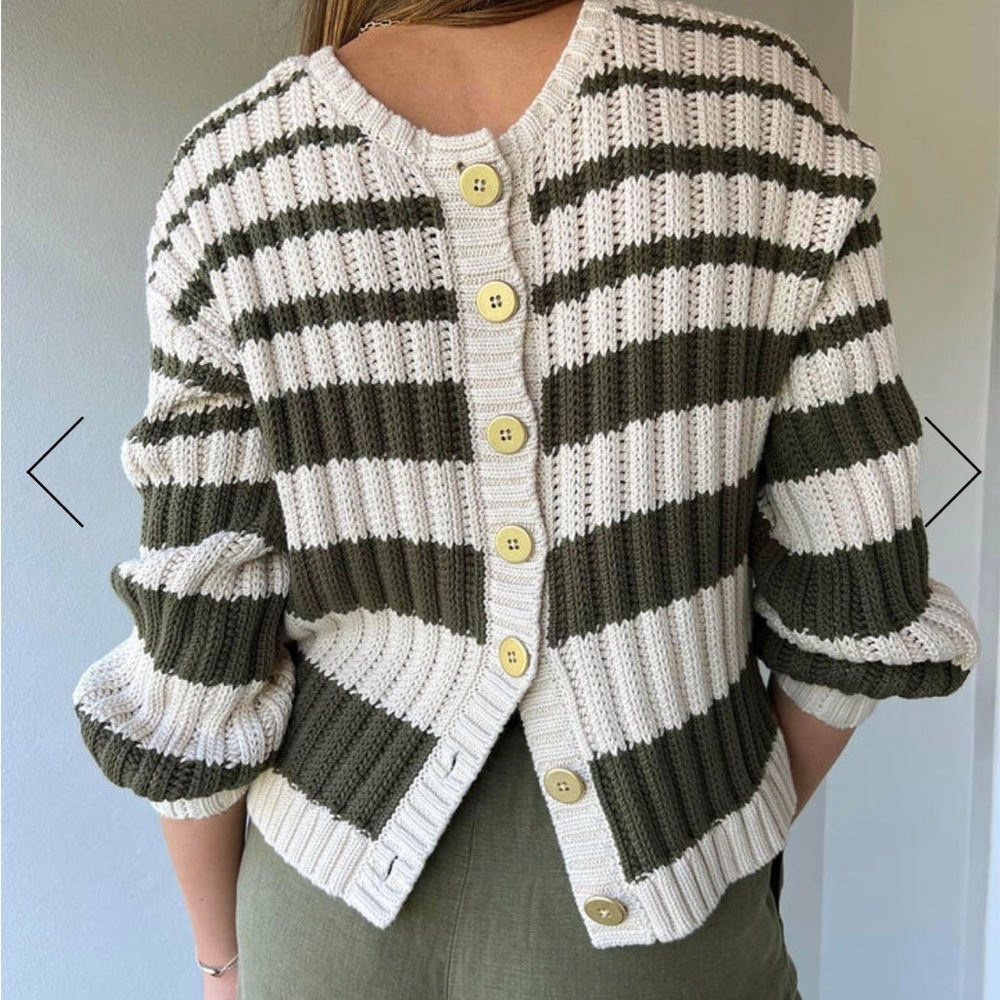 Splendid X Rachelove Striped Crew Neck Reversible Cardigan Sweater sz XS - Picture 4 of 13